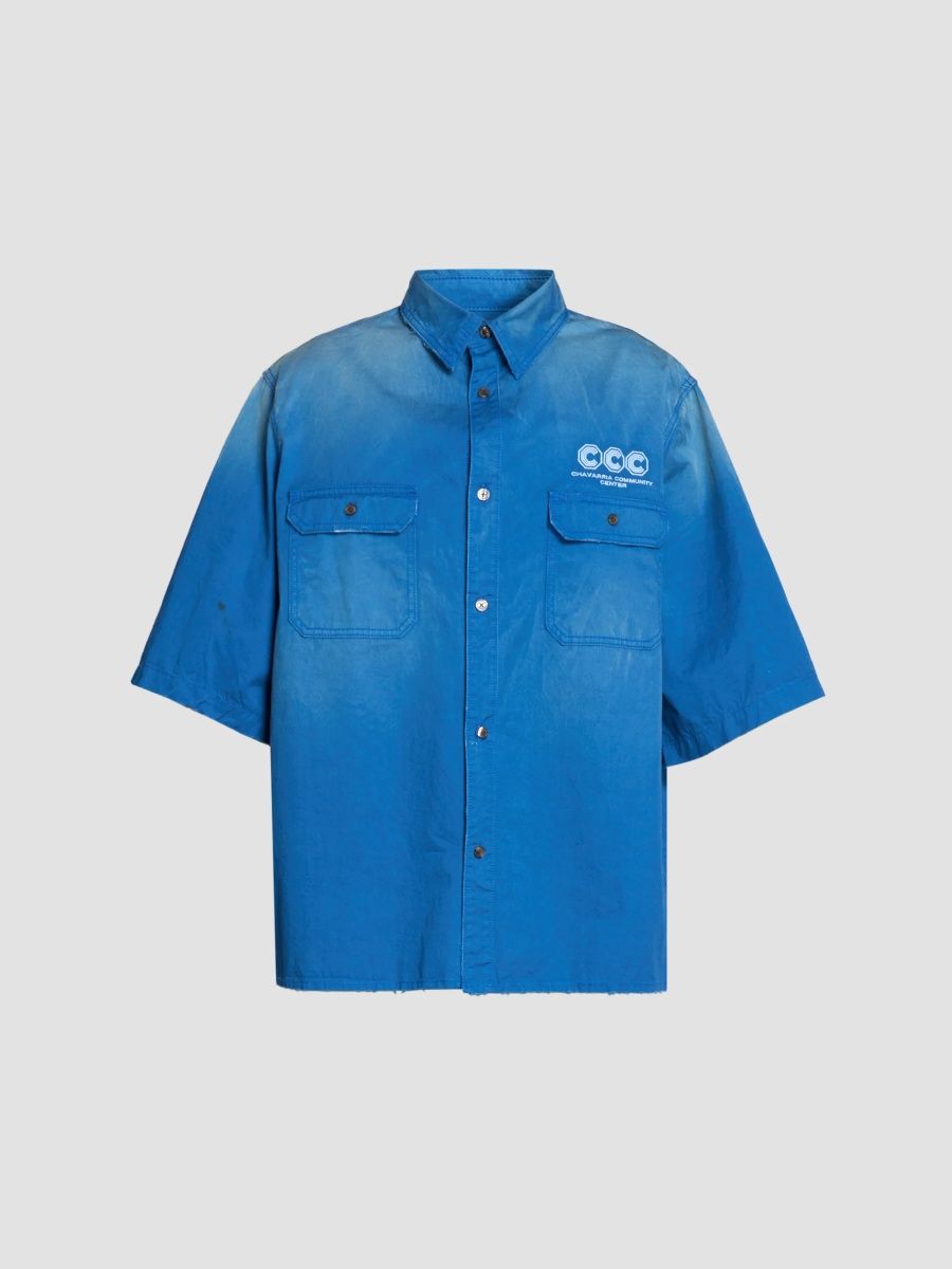 Willy Chavarria Men's Oversized Workwear Corcoran Overshirt - Blue - Size XL