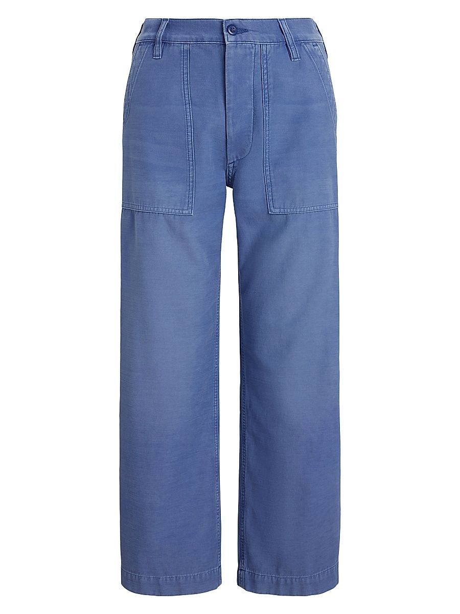 Women's The Ricky Cotton Wide-Leg Crop Pants - French Workwear Blue - Size 4
