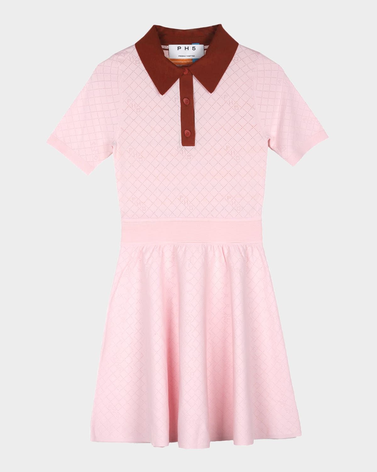 Joshua Pointelle-Knit Mini Shirtdress