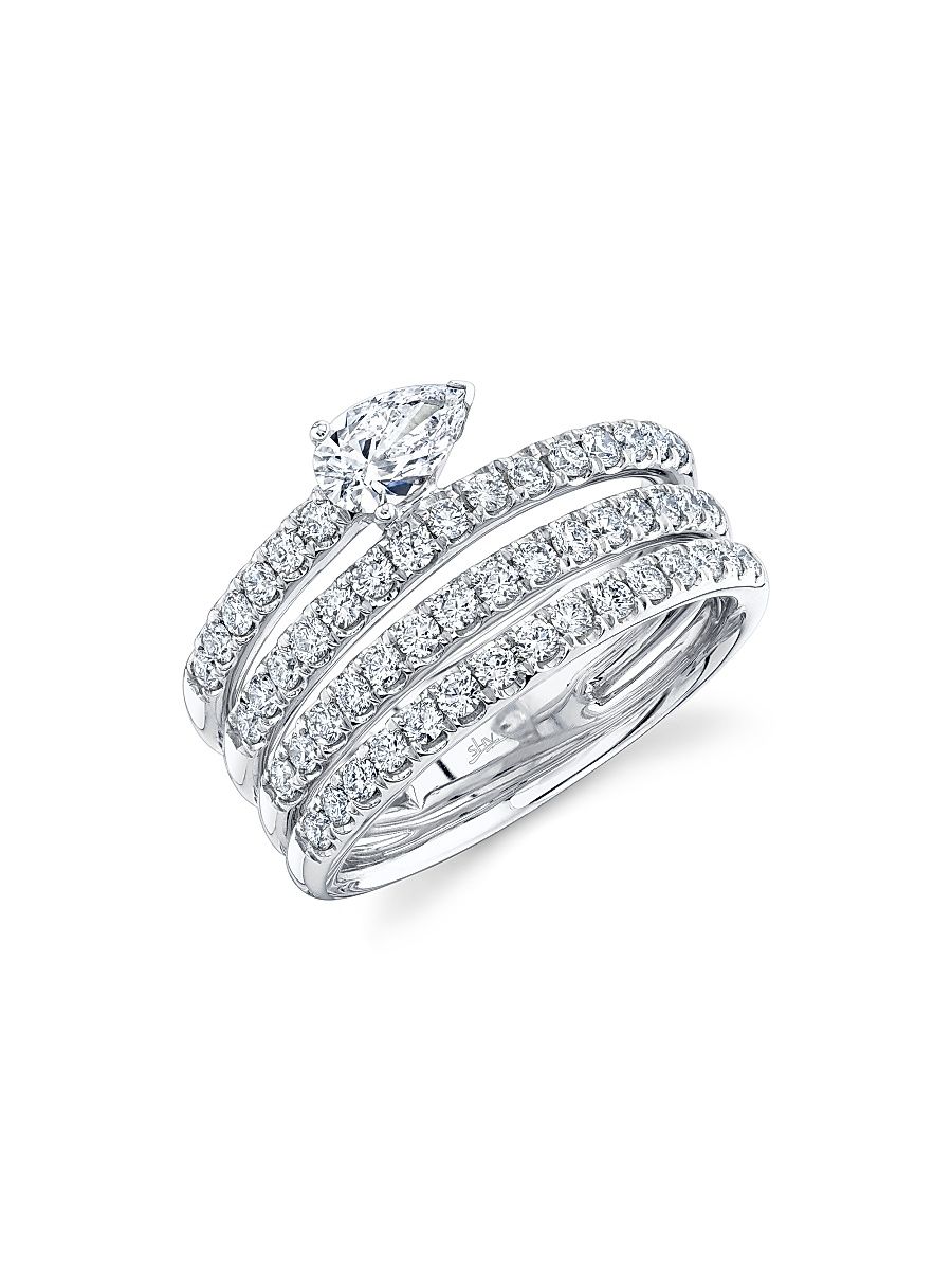 Women's 14K White Gold & 1.28 TCW Diamond Wrap Ring - White Gold - Size 7