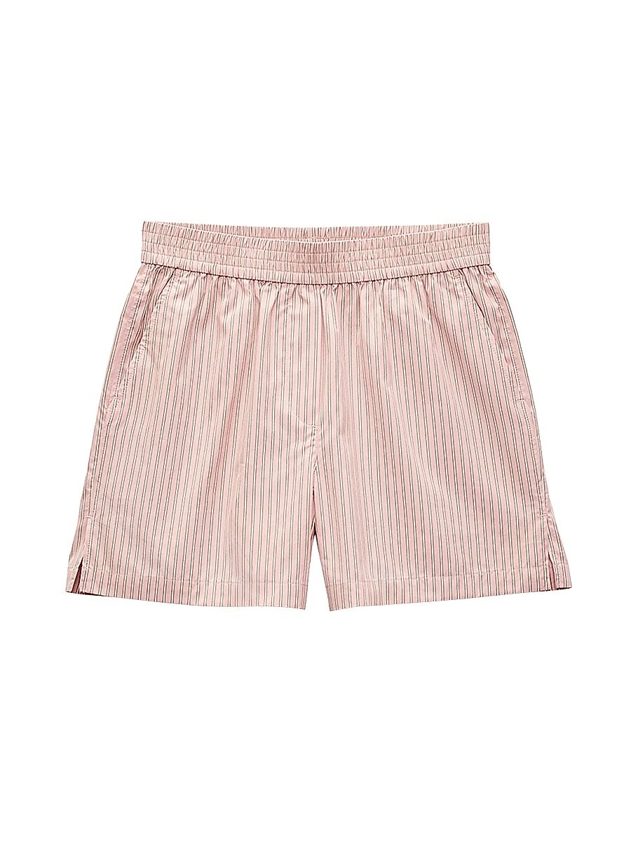 Women's Emma Striped Cotton Poplin Shorts - Blush Stripe - Size Large