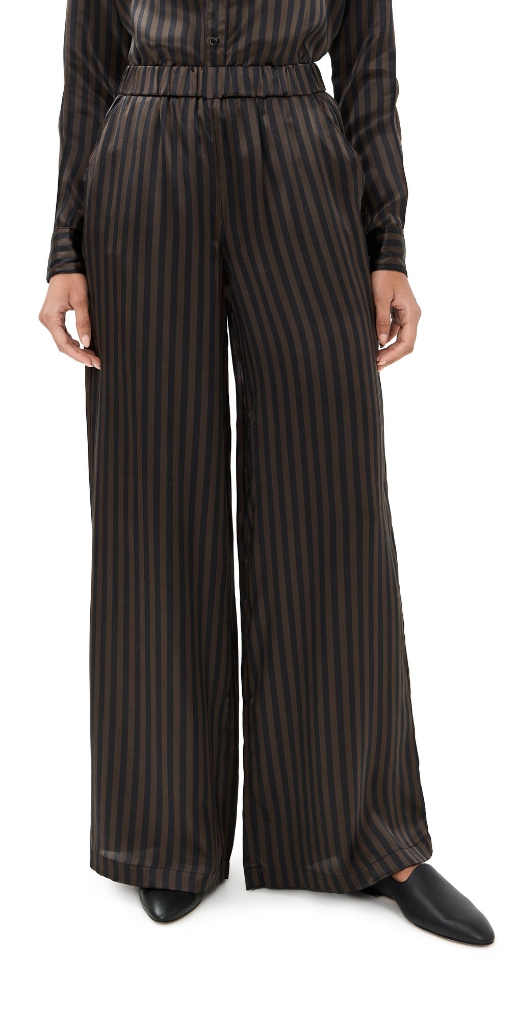 SPRWMN Wide Leg Silk Pants Americano Stripe S