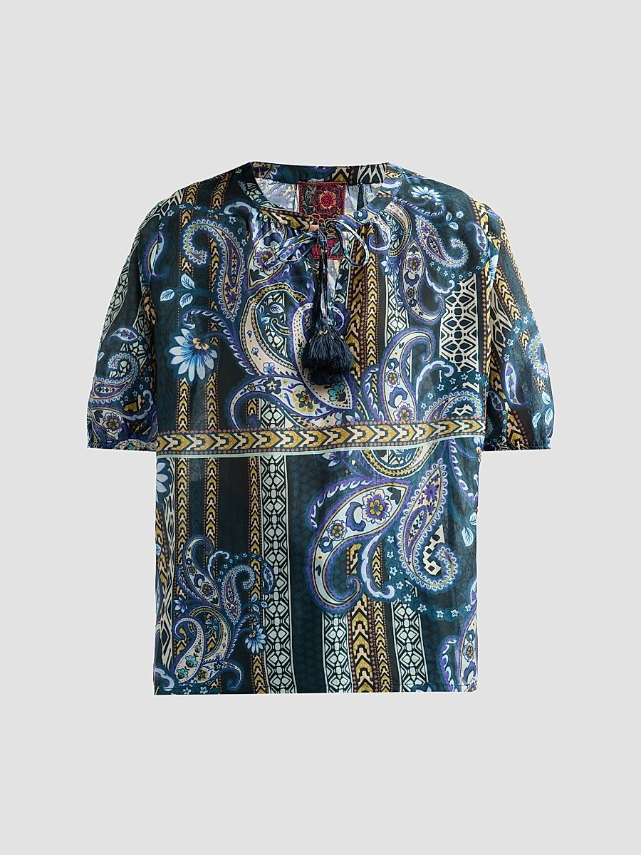 Women's Margot Cotton-Silk Tassel Top - Montecito - Size XS