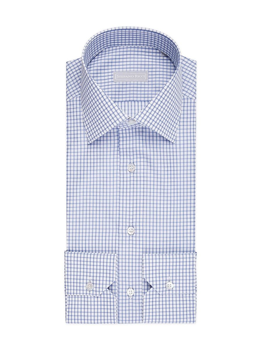 Men's Refined Classic Dress Shirt - Blue White - Size 18