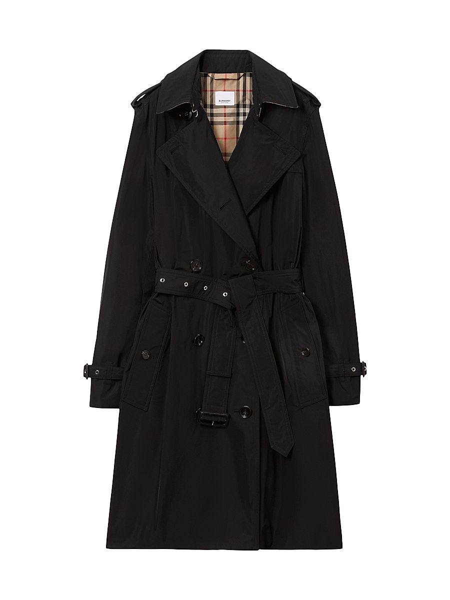 Women's Kensington Belted Double-Breasted Logo Coat - Black - Size 16