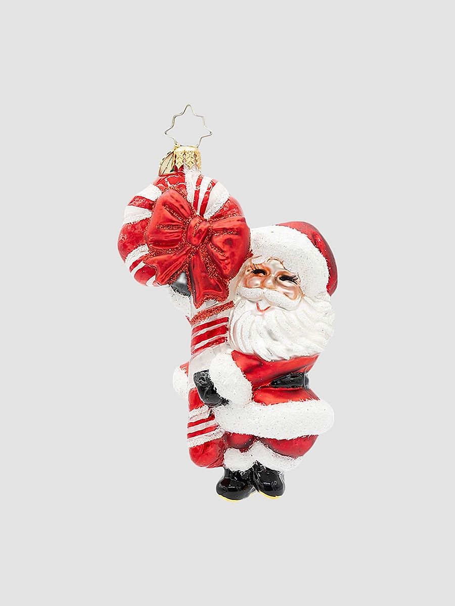 Whimsical Santa St. Nick's Retro Cheer Glass Ornament