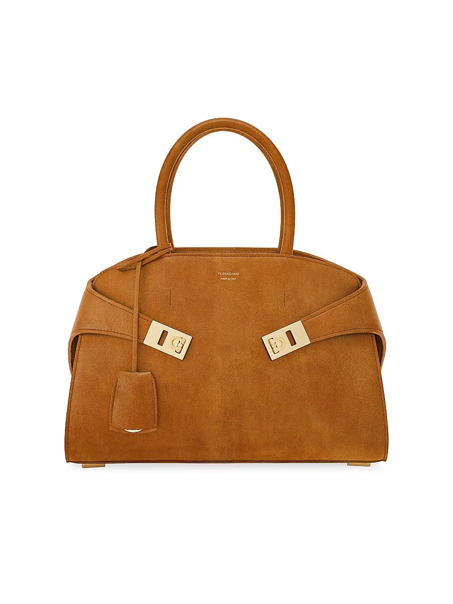 Women's Hug Suede Gancini Buckle Bag - Naturale