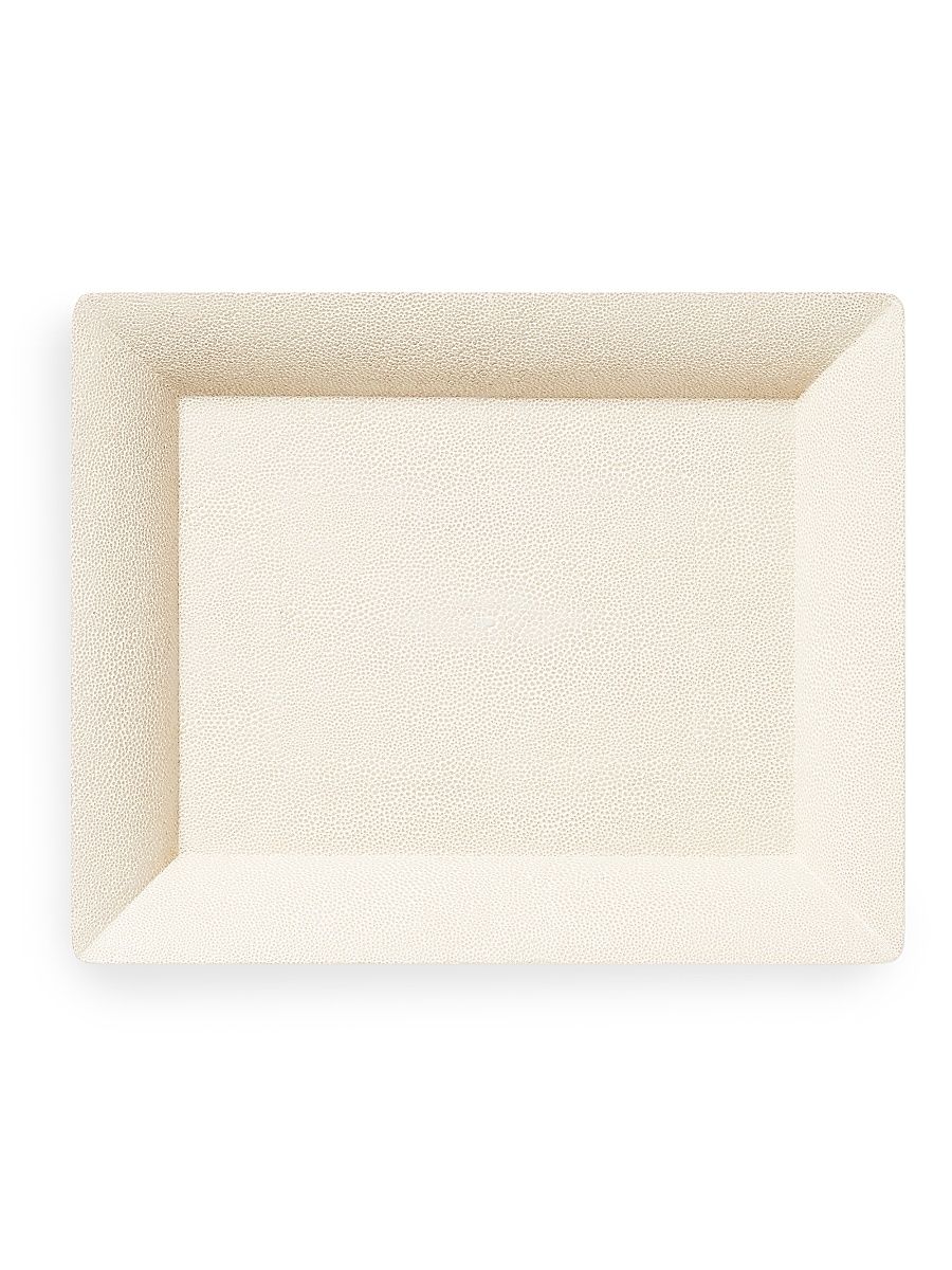 Embossed Shagreen Small Tray - Cream