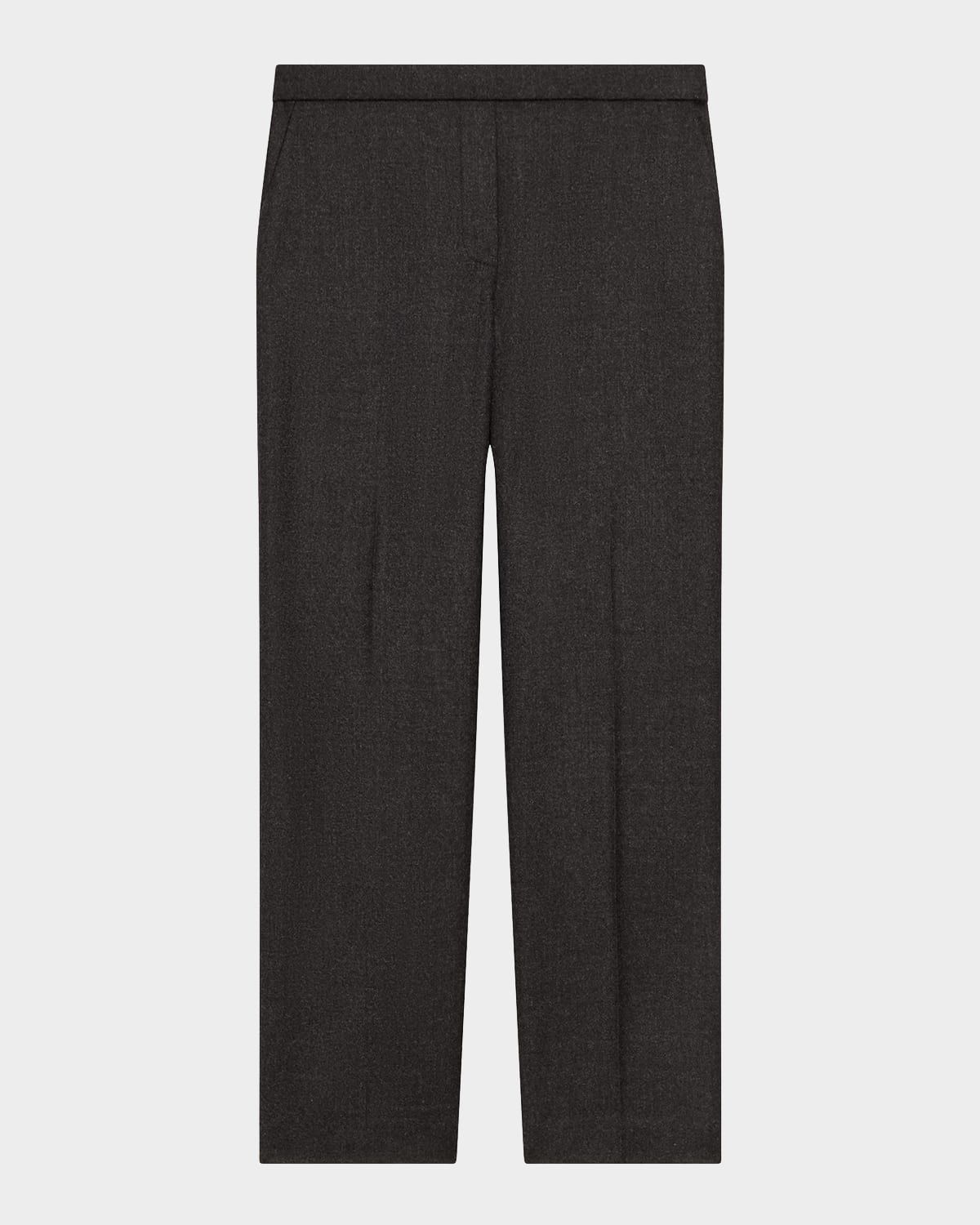 Treeca Virgin Wool Flannel Cropped Pull-On Pants
