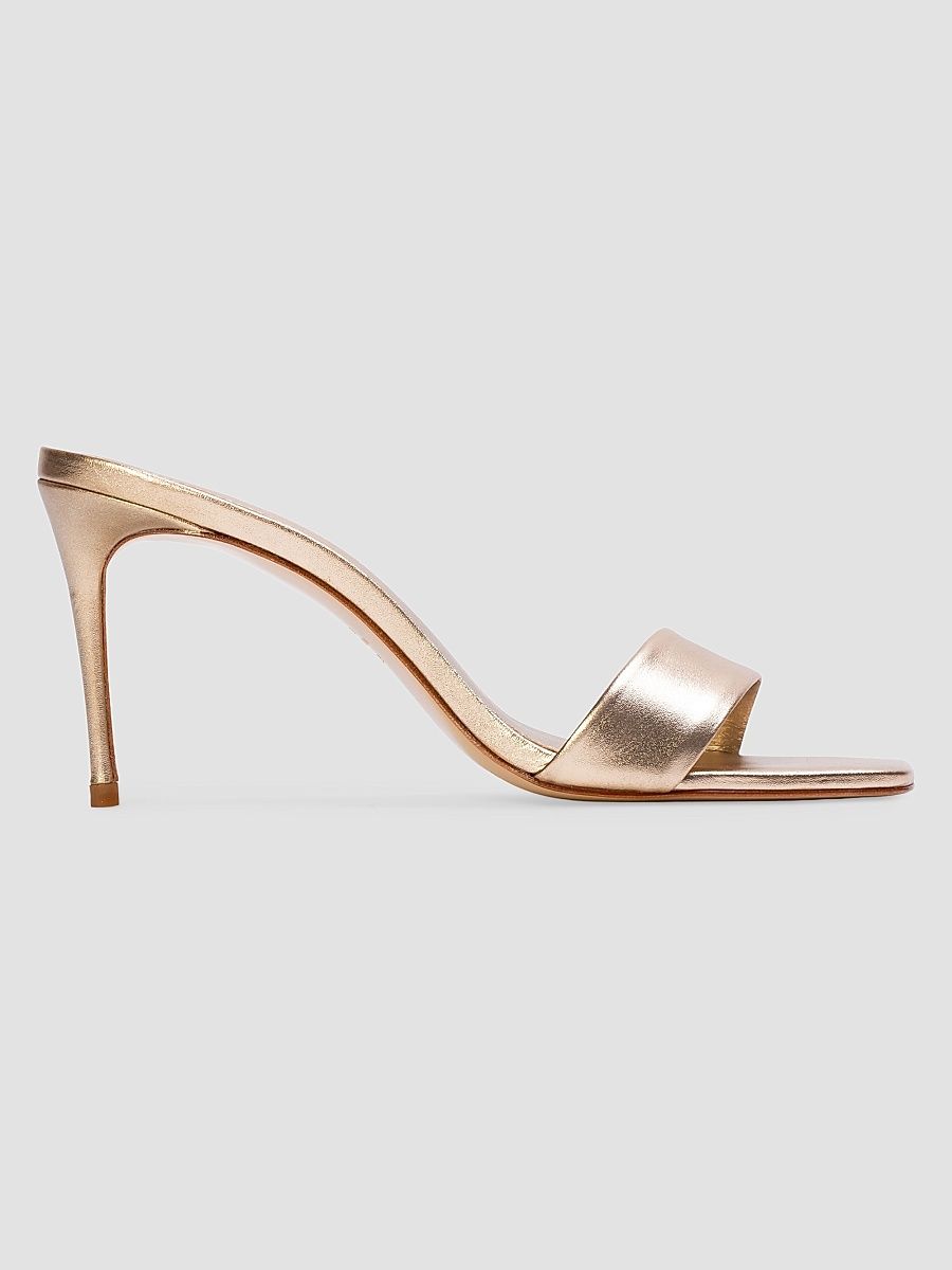 Women's Naomi 80MM Metallic Mule Sandals - Gold Metallic Leather - Size 12