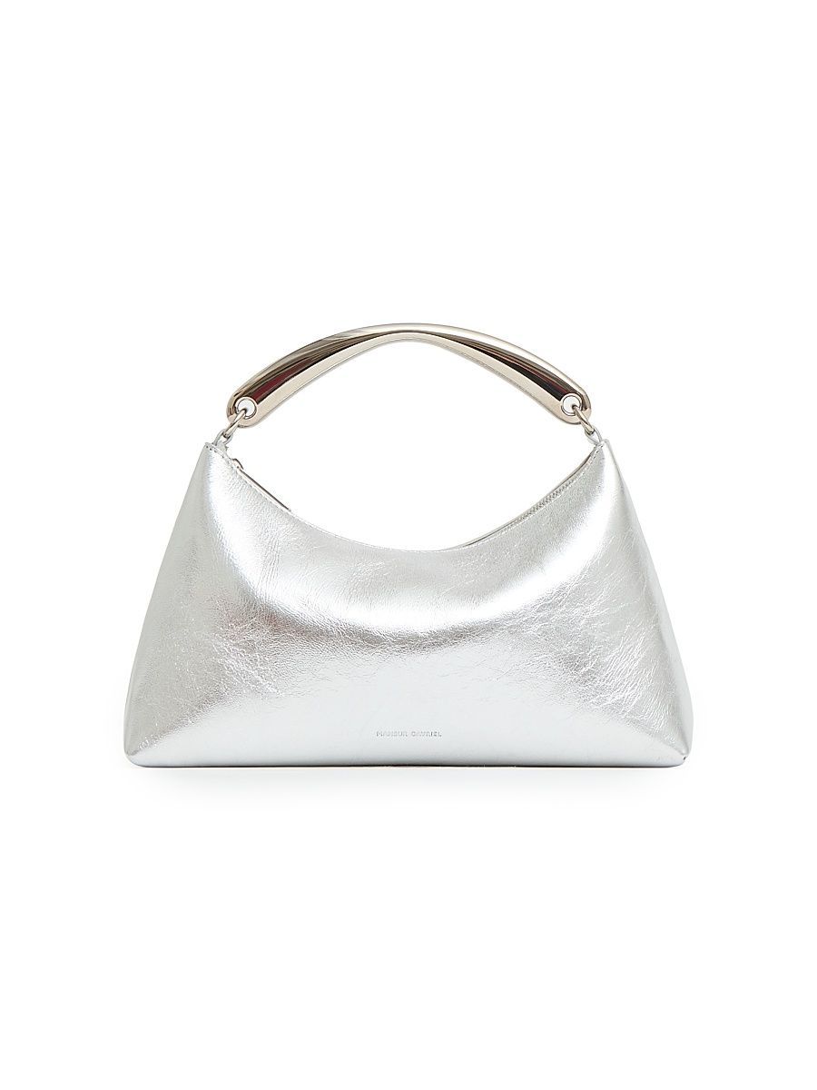 Women's Rhea Metallic Leather Top Handle Bag - Silver