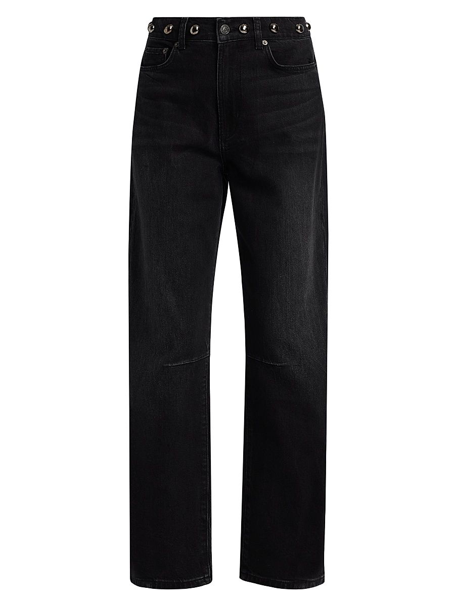 Women's Samo Studded Barrel Jeans - Black Stone Studded - Size 30