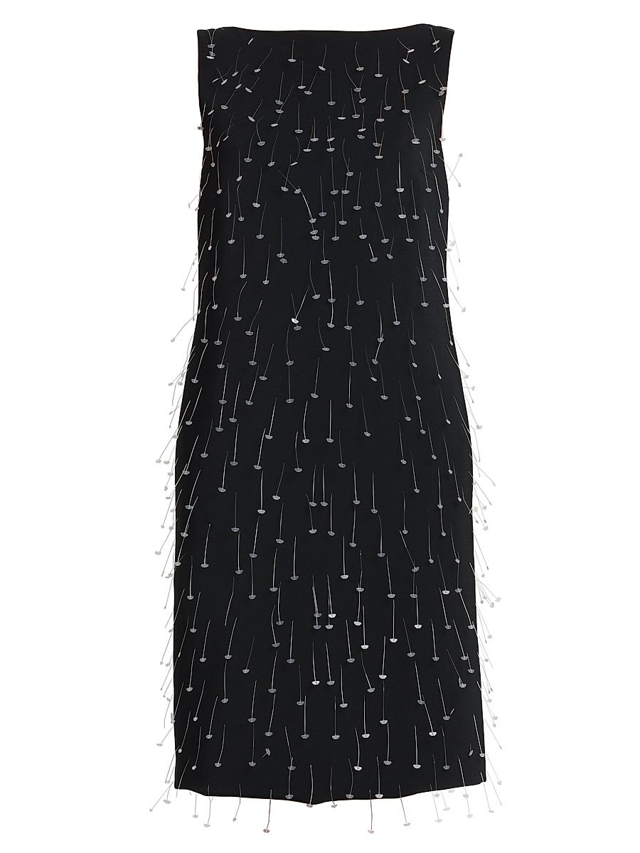 Women's Embellished Crepe Knee-Length Dress - Multi Black - Size 12