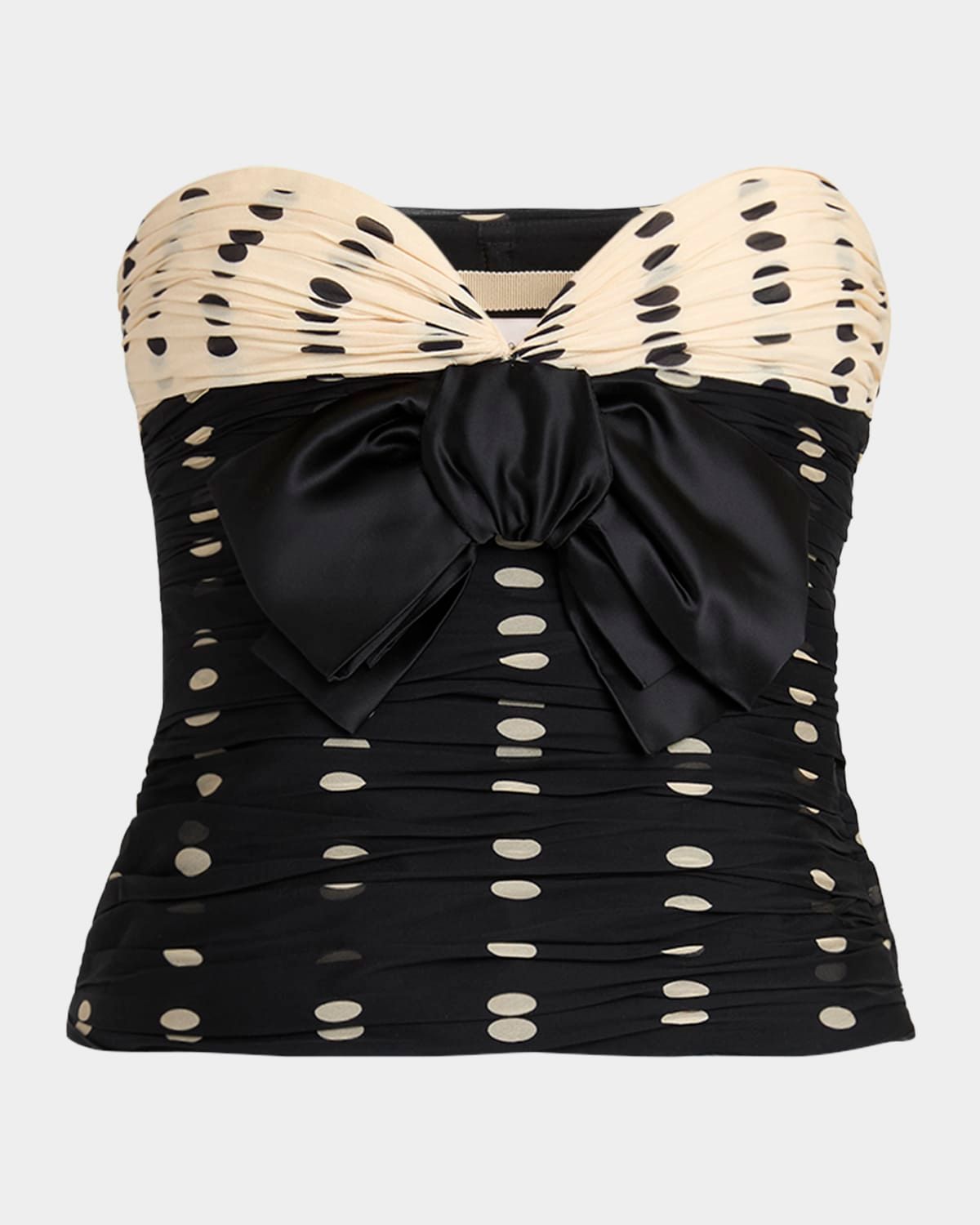 Strapless Polka Dot Ruched Bustier