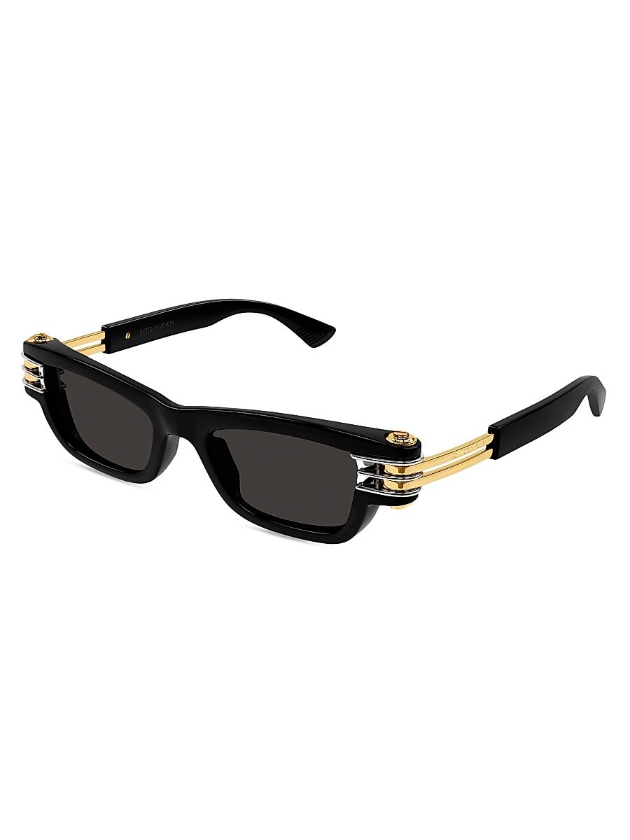 Women's Bolt 50MM Rectangular Sunglasses - Black Gold Dark Grey