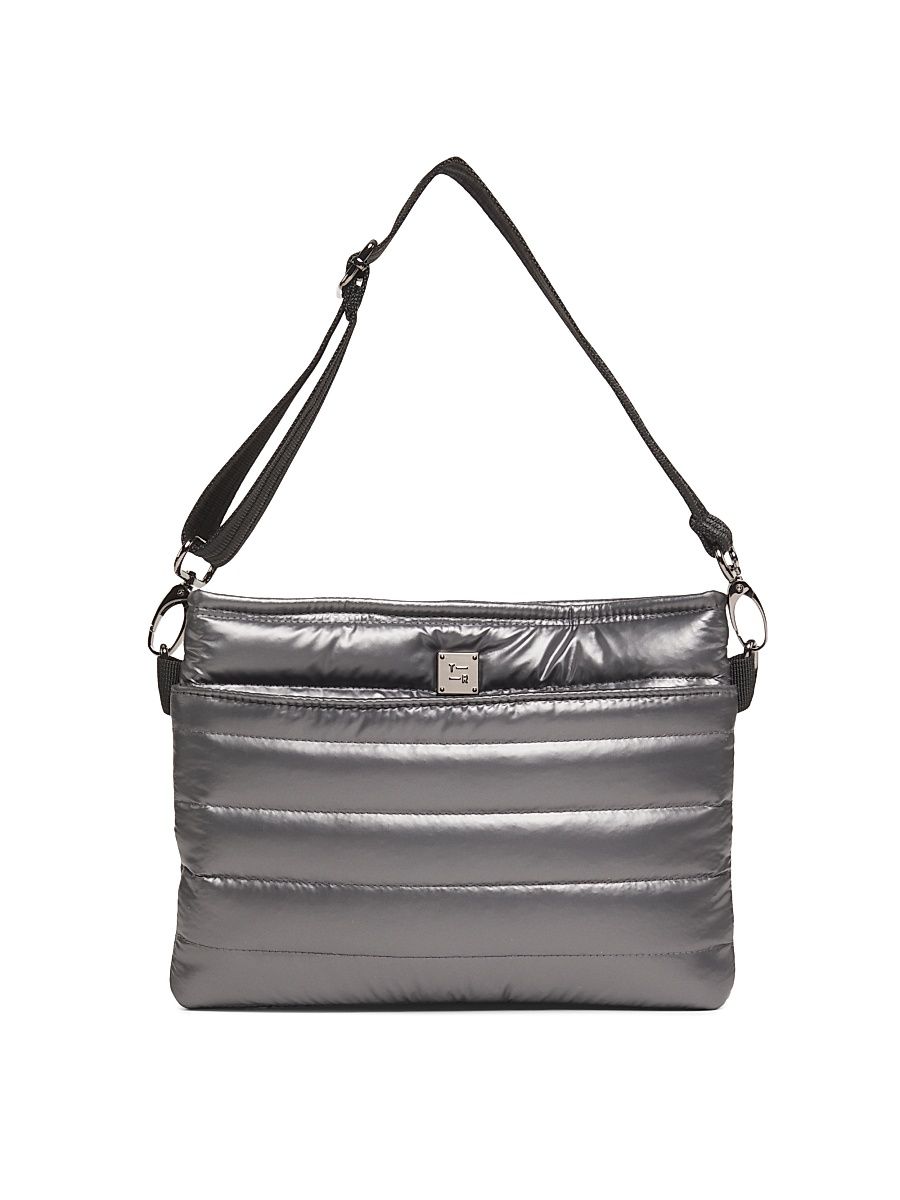 Women's Quilted Crossbody Belt Bag - Pearl Steel