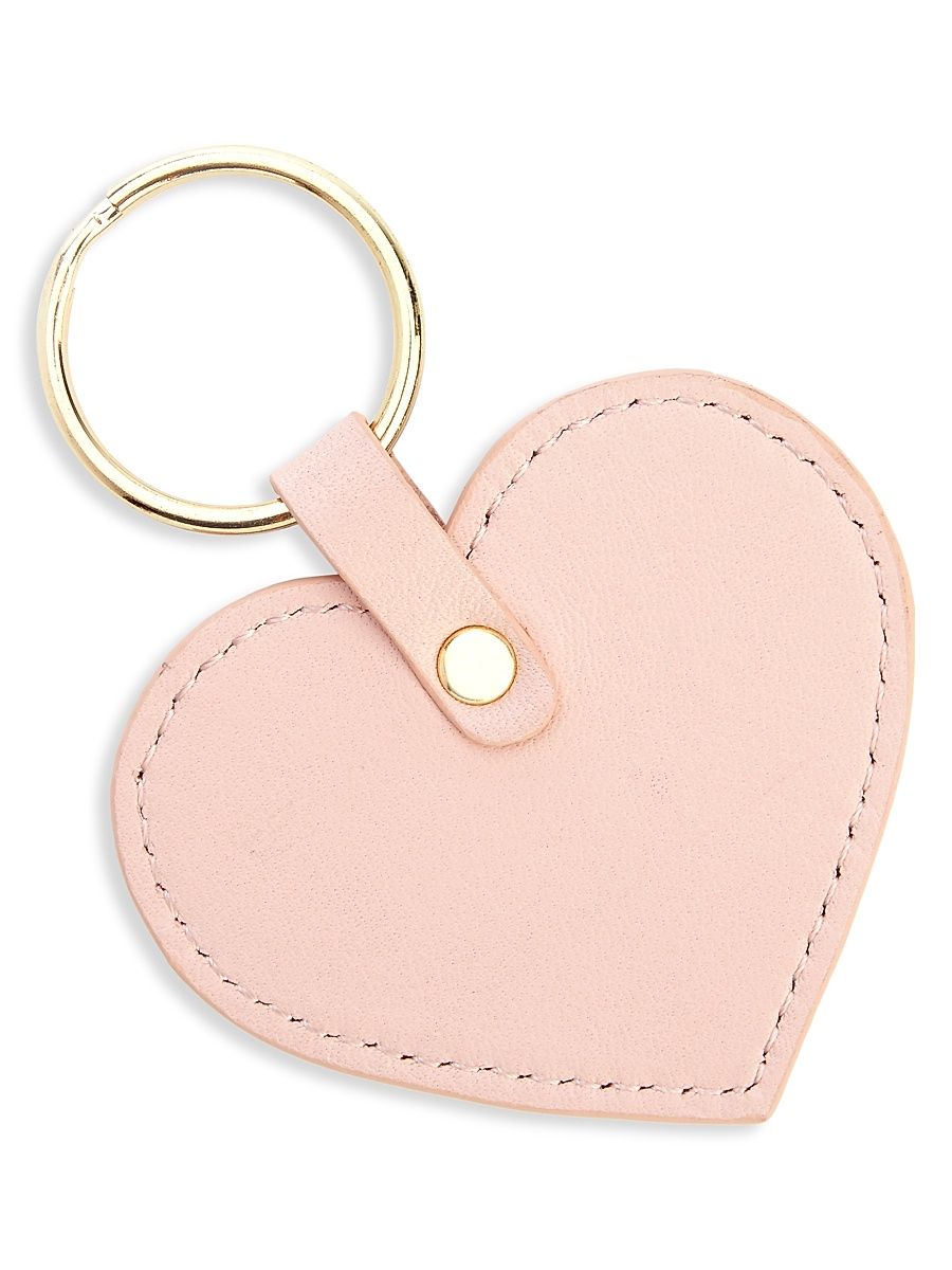 Heart-Shaped Leather Key Chain - Light Pink