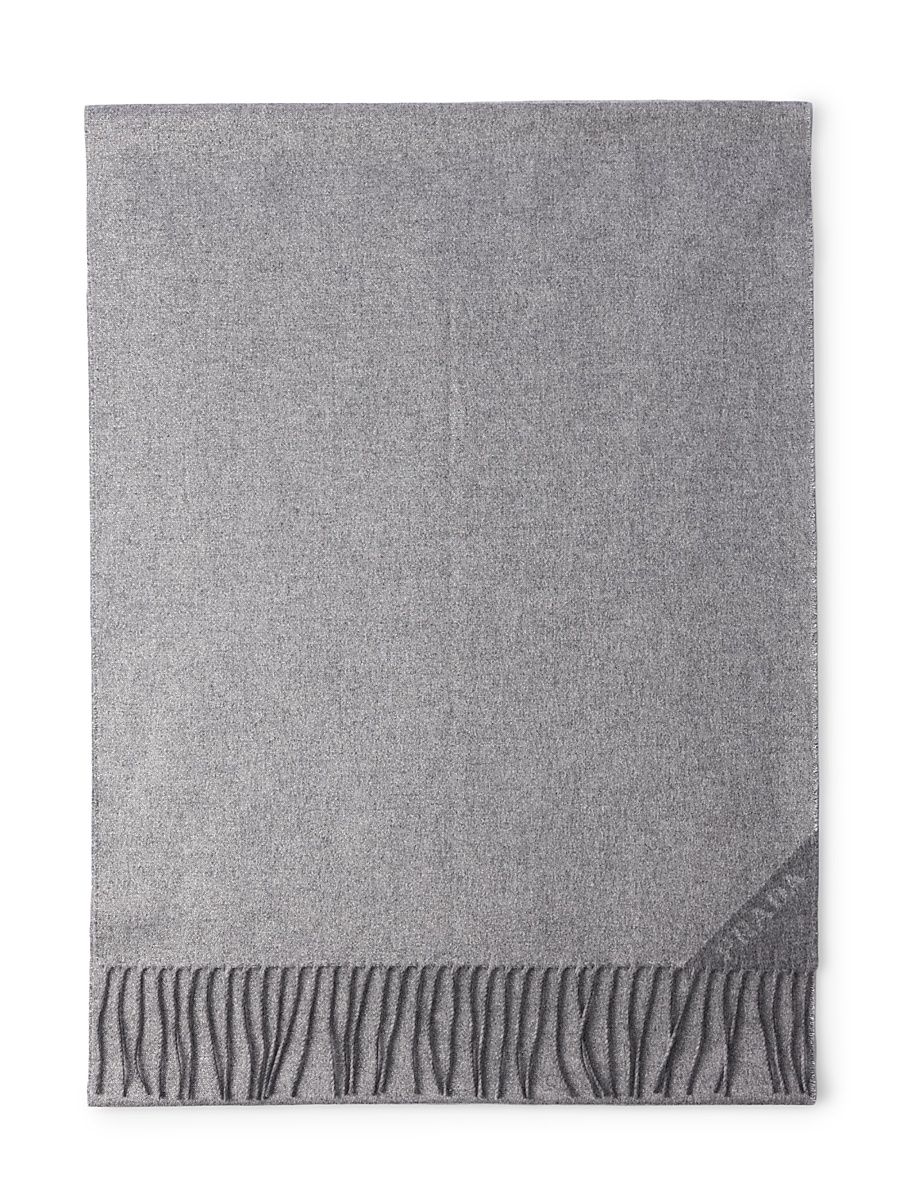 Women's Jacquard Evening Silk, Cashmere and Lurex Scarf - Grey