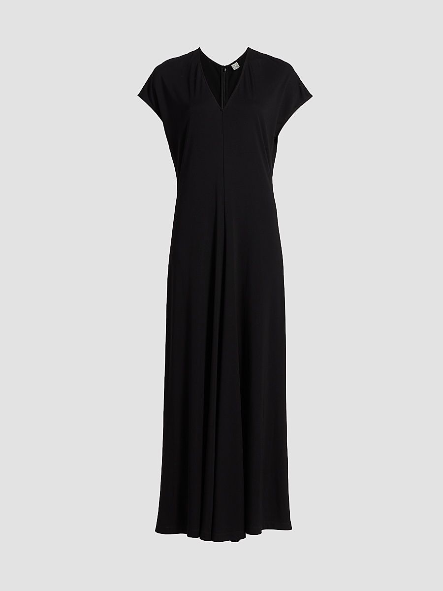 Women's V-Neck Jersey Maxi Dress - Black - Size XL