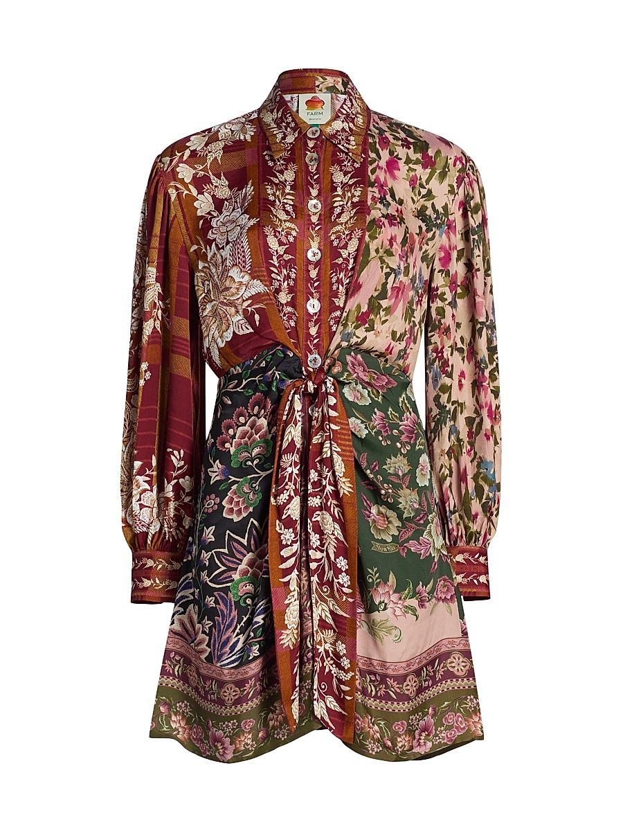 Women's Winter Garden Floral Satin Minidress - Size Large