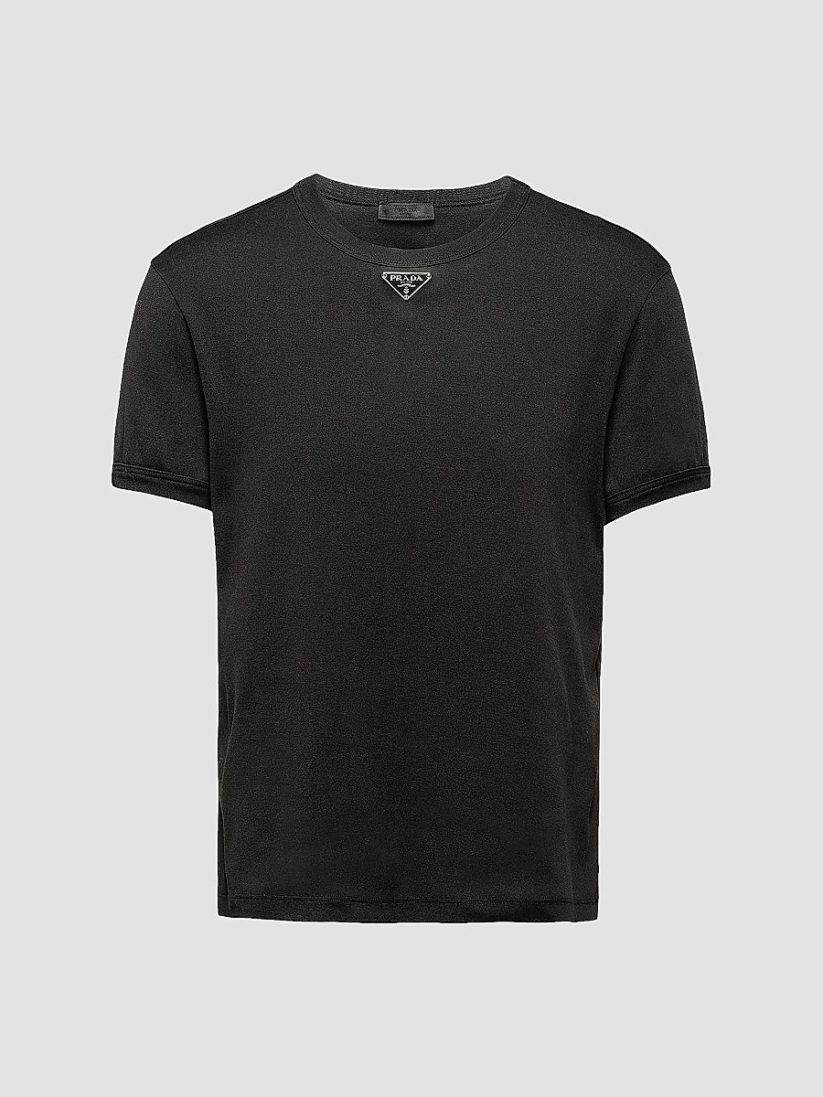Prada Men's Cotton T-Shirt - Black - Size Medium