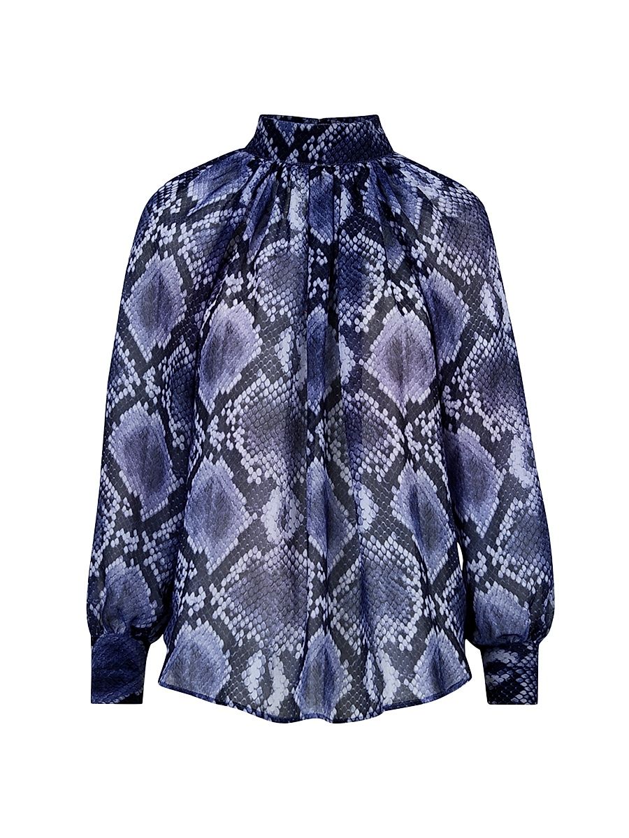 Women's Kitten Snakeskin Chiffon Blouse - Snake - Size XS