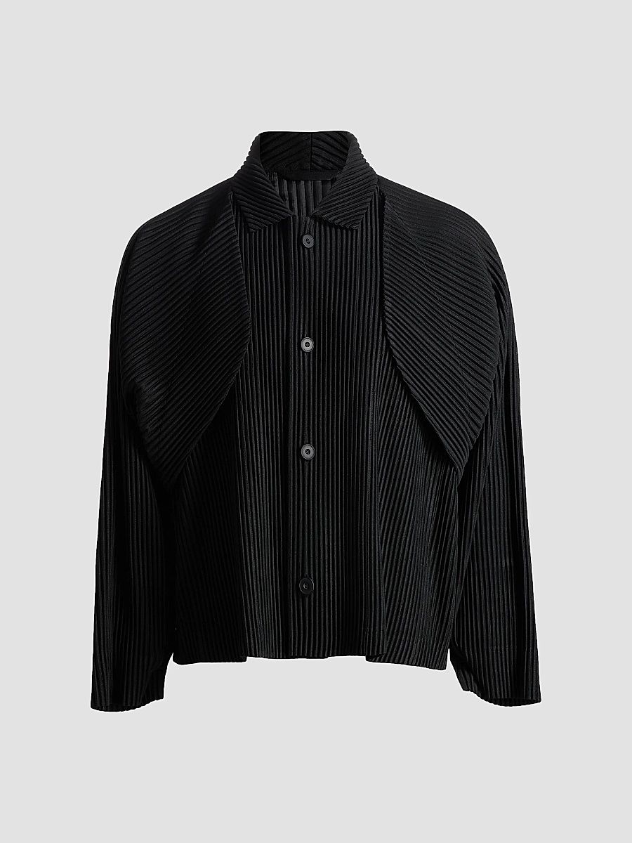 Men's Cover & Fold Pleated Jacket - Black - Size Medium