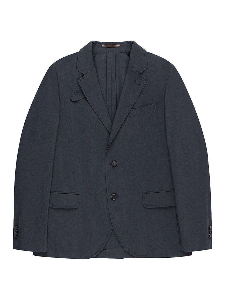 Men's Canvas Single-Breasted Blazer - Dark Blue - Size 48