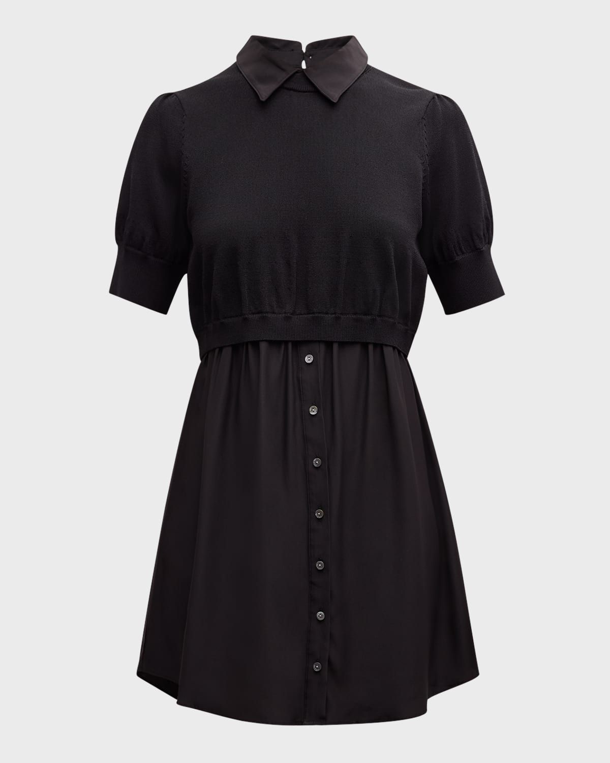 Lydia Silk-Blend Shirting Combo Mini Dress