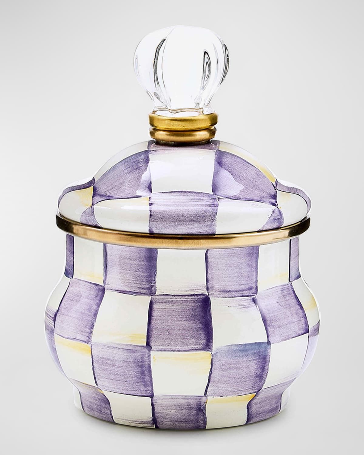 Violet Check Lidded Sugar Bowl