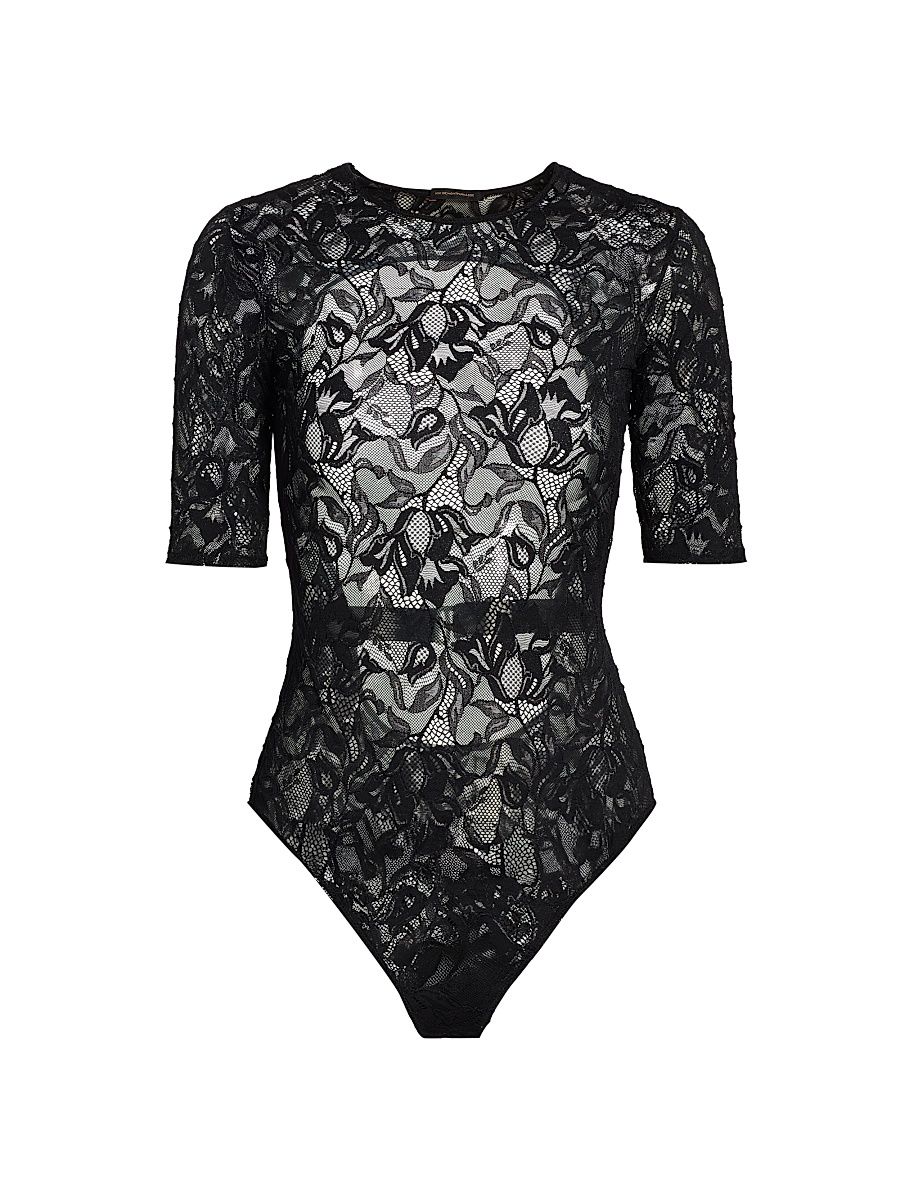 Women's Sophie Stretch Lace Bodysuit - Black - Size Large