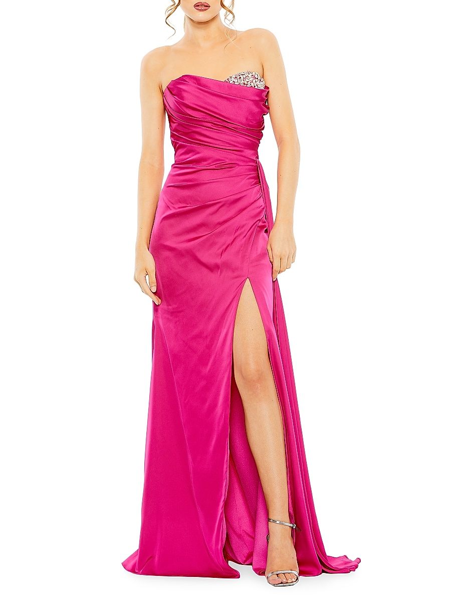Women's Satin Embellished Sweetheart Gown - Magenta - Size 14