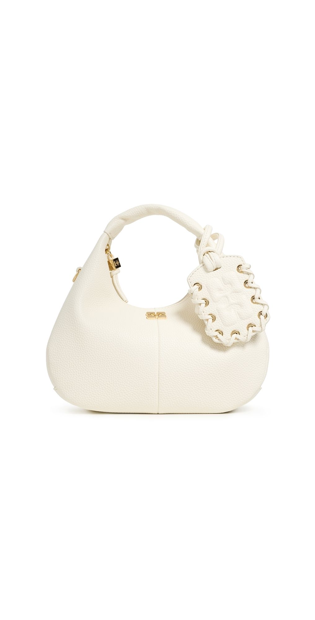 GANNI Mini Grained Hobo Bag Egret One Size