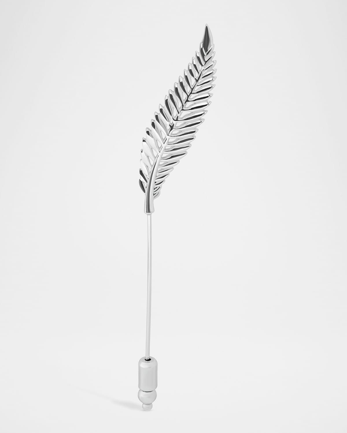 Men & apos;s Palladium-Plated Fern Leaf Lapel Pin