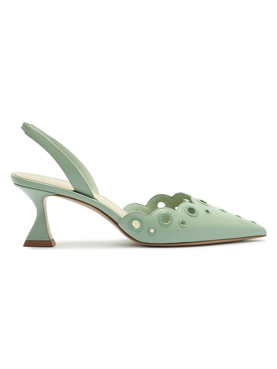 Women's Miley 60MM Eyelet Leather Slingback Pumps - Mint - Size 11