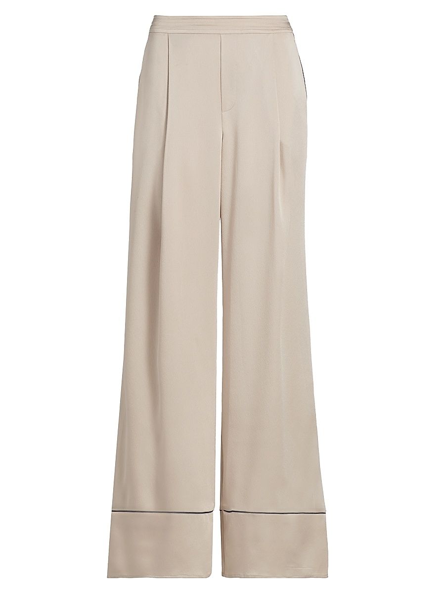 Women's Tavia Satin Piped Trousers - Champagne Midnight - Size XL
