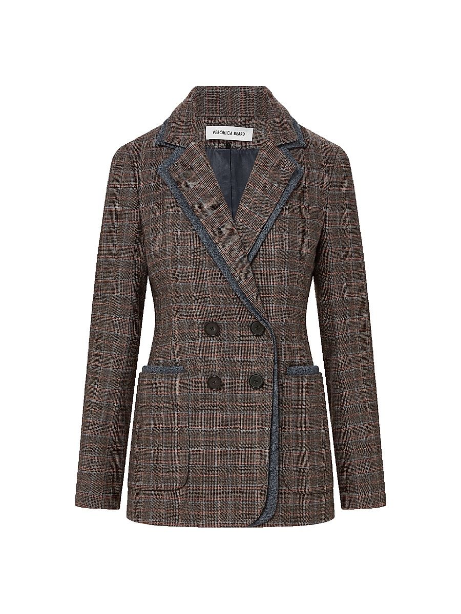 Women's Hedi Checked Wool-Blend Dickey Jacket - Charcoal Multi - Size 16