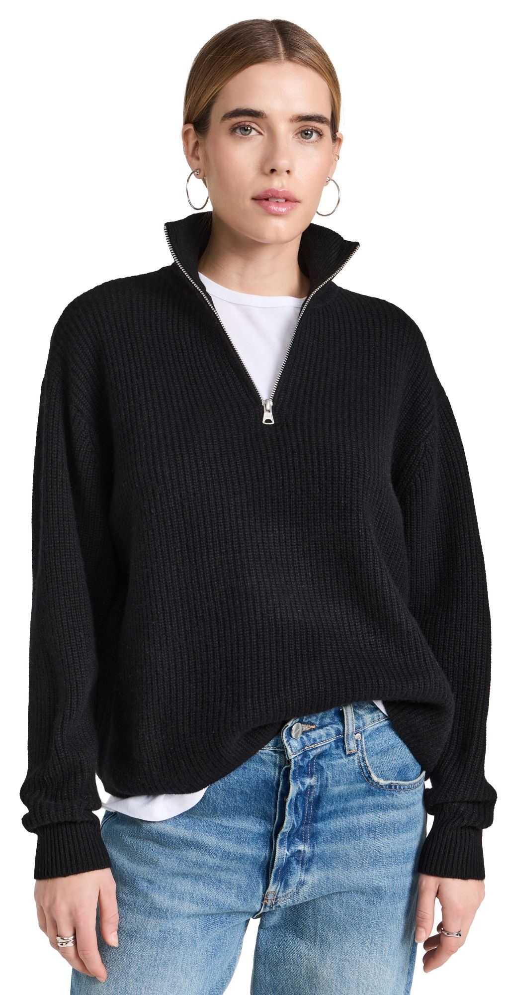 Jenni Kayne Cashmere Half Zip Black M