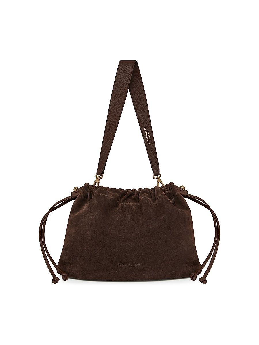 Women's Charlotte Suede Drawstring Bag - Chocolate