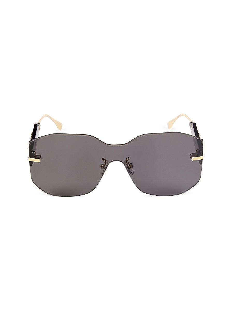 Women's Fendigraphy Rectangular Mask Sunglasses - Black