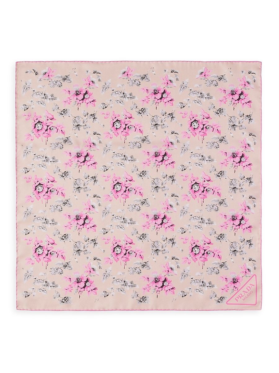 Women's Printed Silk Twill 55CM Square Scarf - Pink