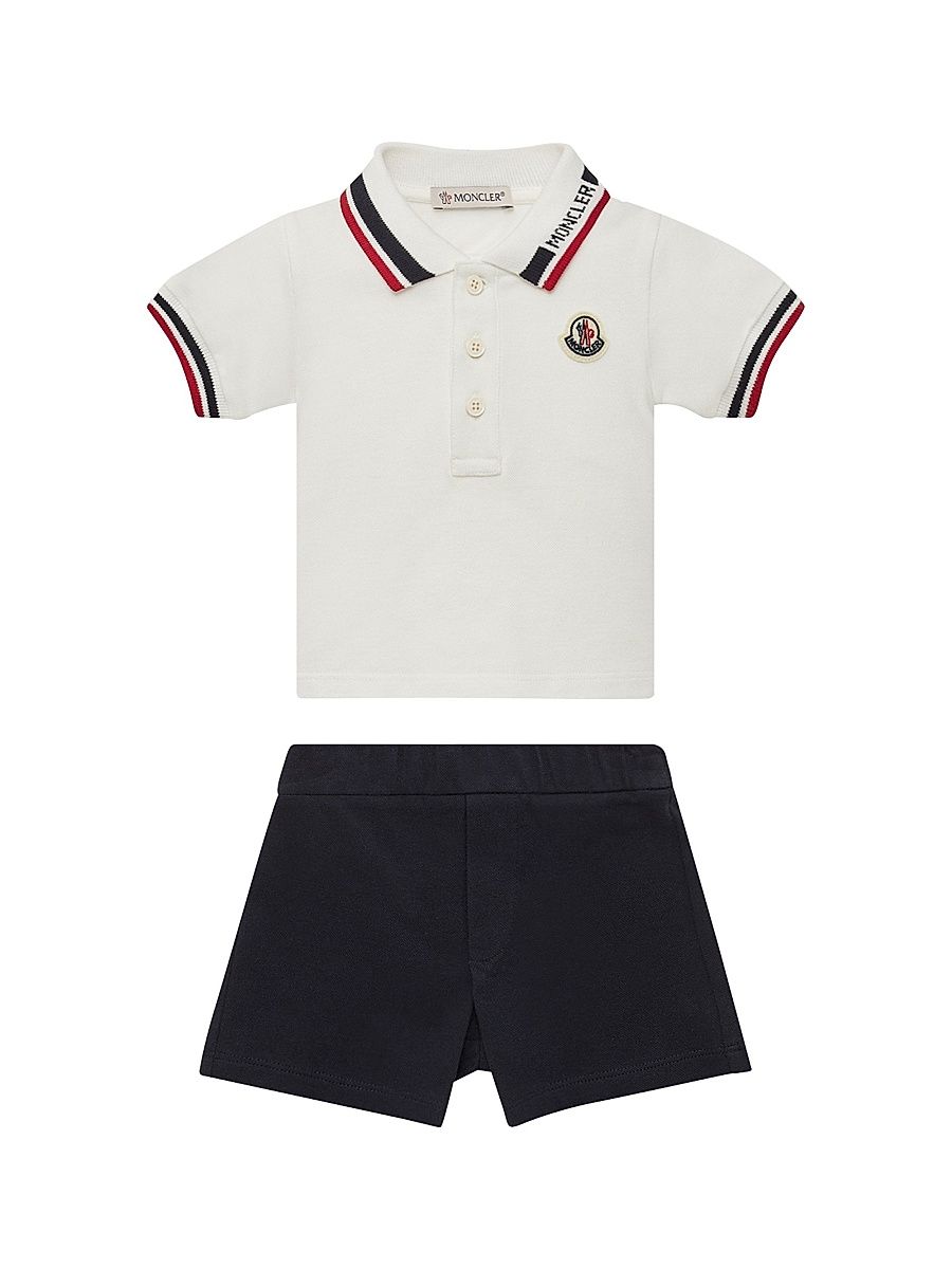 Baby Boy's & Little Boy's Set in Cotton Piquet - White Blue - Size 6 Months