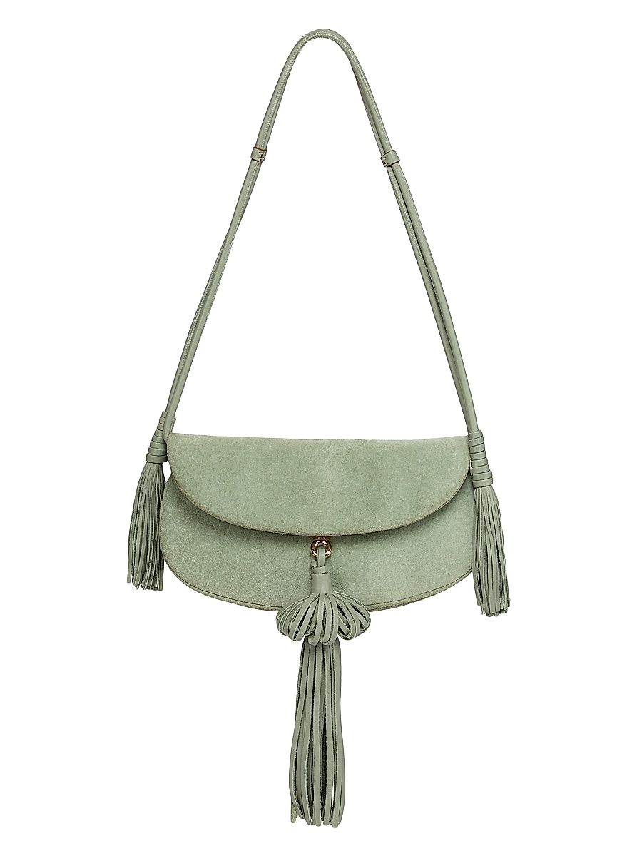 Women's Paloma Tassel Suede Shoulder Bag - Sea Glass