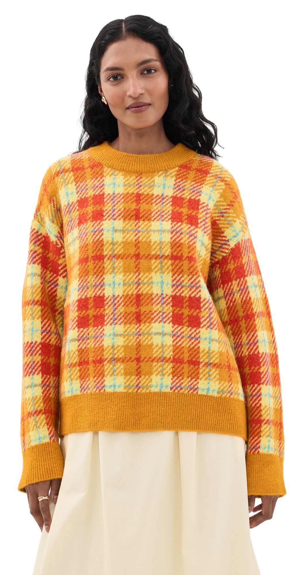 SIMONMILLER Calder Knit Sweater Solar Plaid L