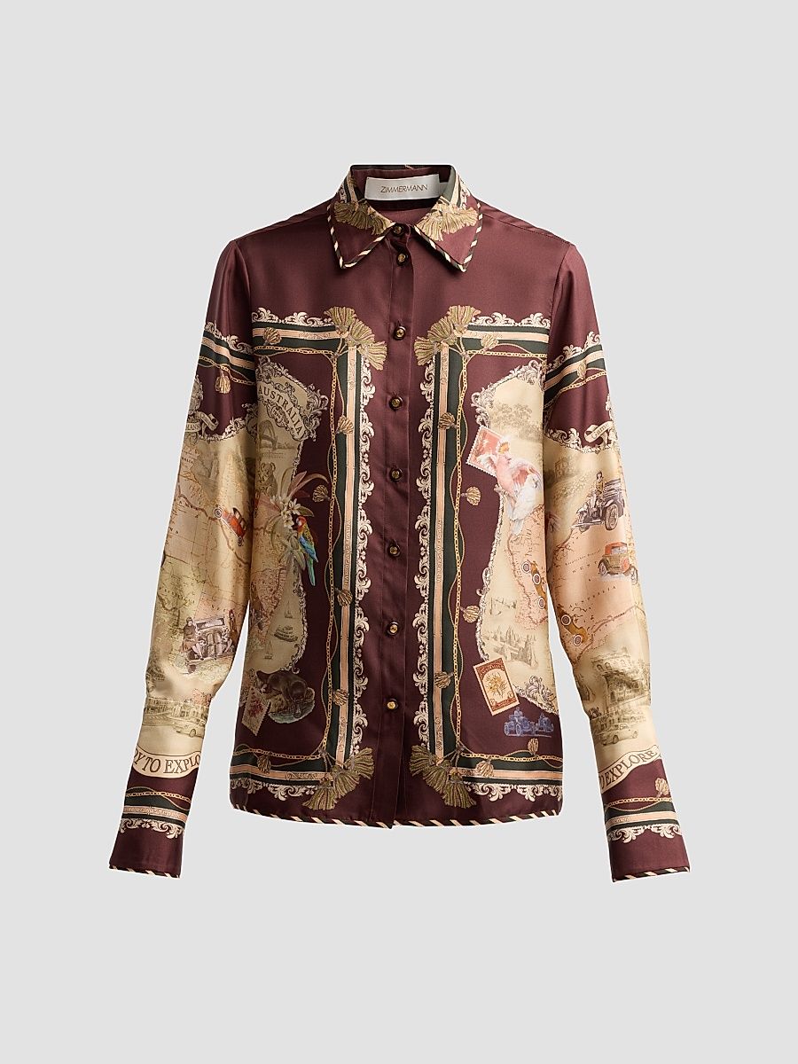 Women's Valiant Silk Twill Shirt - Plum Scarf - Size 8