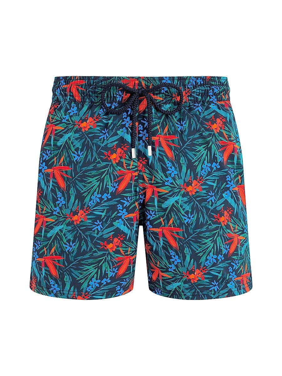 Men's Tropical Flower Swim Trunks - Blue Marine - Size Medium