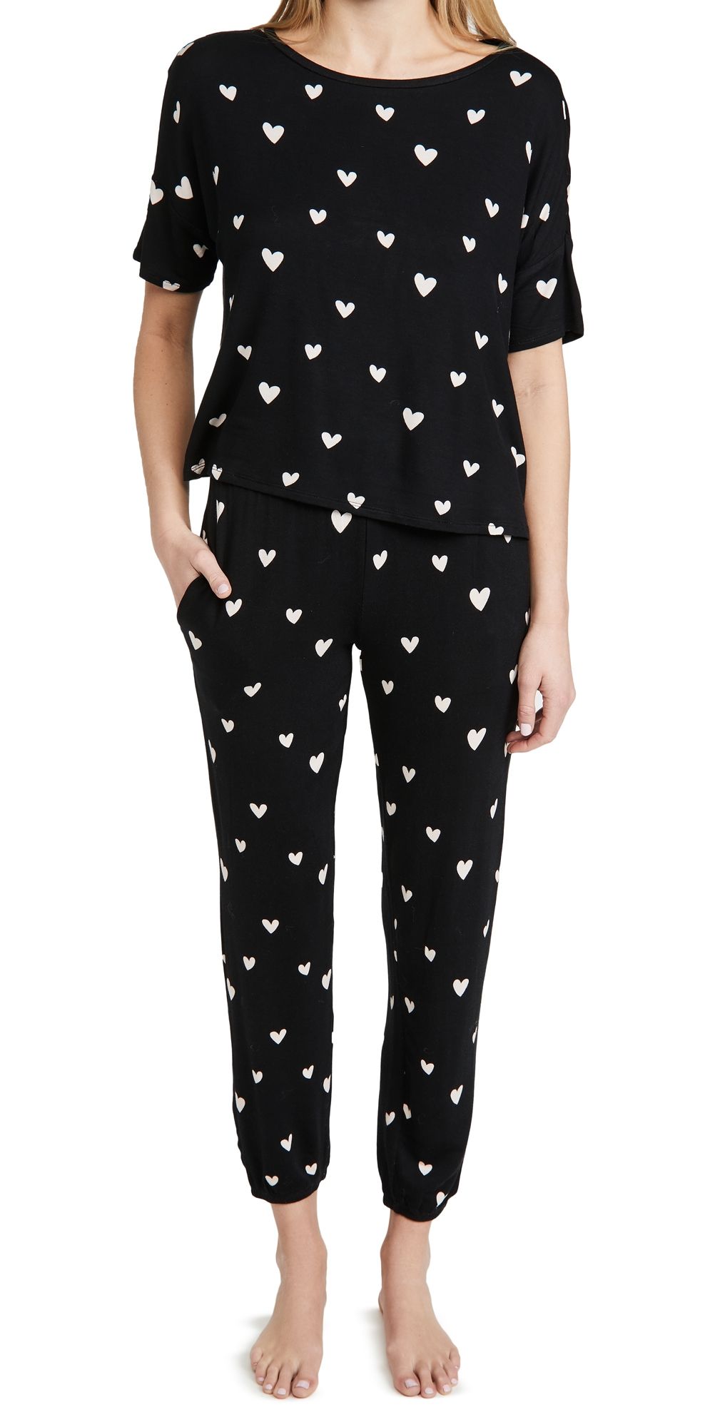 HONEYDEW Sun Lover Lounge Set Black Hearts S