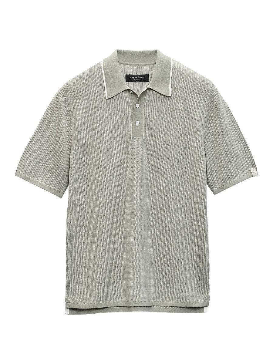 rag & bone Men's Harvey Knit Polo Shirt - Grey - Size Medium