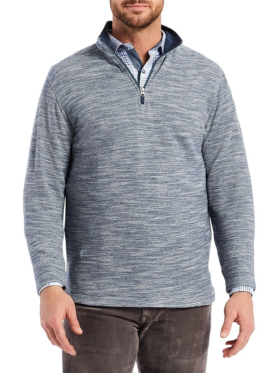 Men's Ledson Cotton Quarter-Zip Top - Navy - Size XL