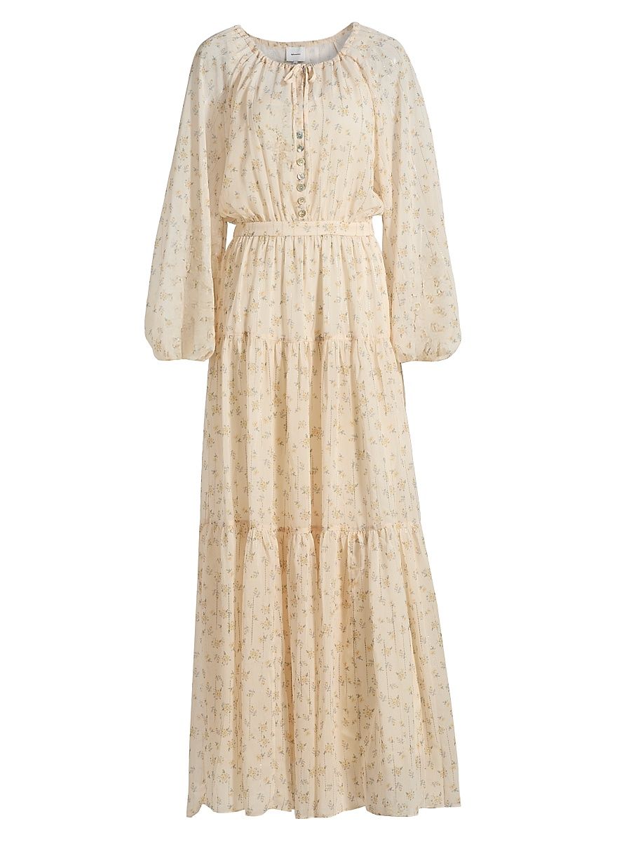 Women's Becca Foral Tieneck Maxi Dress - Ditsy - Size Small